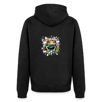 Frosch Pop Art - Unisex Premium Bio Zip Hoodie - Schwarz - Hinten - Nico (187cm)