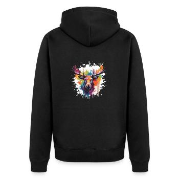 Elch Kopf Porträt Pop Art - Unisex Premium Bio Zip Hoodie - Schwarz - Hinten - Nico (187cm)