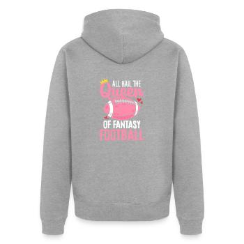 Tous saluent la reine du football fantastique drôle - Veste à capuche bio Premium Unisexe - gris chiné - Dos - Nico (187cm)