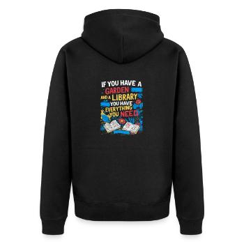 Jardin et bibliothèque – tout ce dont vous avez besoin - Veste à capuche bio Premium Unisexe - noir - Dos - Nico (187cm)