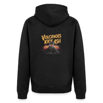 Vulkane sind heiß und beeindruckend - Unisex Premium Bio Zip Hoodie - Schwarz - Hinten - Nico (187cm)