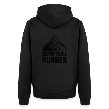 Trail Running Sport Ultra Trail Runner - Unisex Premium Organic Zip Hoodie - black - Back - Nico (187cm)