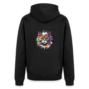 Portrait Tête De Chat Pop Art - Veste à capuche bio Premium Unisexe - noir - Dos - Nico (187cm)