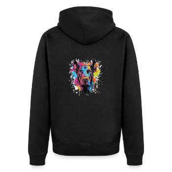 Doberman Dog Head Portrait Pop Art - Unisex Premium Organic Zip Hoodie - black - Back - Nico (187cm)