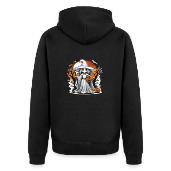 Halloween Witch - Spooky and Sweet - Unisex Premium Bio Zip Hoodie - Schwarz - Hinten - Nico (187cm)