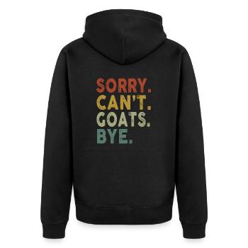 Retro Vintage Sorry Can't Goats Bye - Unisex Premium Bio Zip Hoodie - Schwarz - Hinten - Nico (187cm)