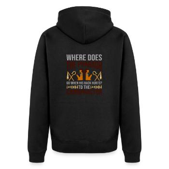 Pharao Rücken verletzt Kairopraktiker Mythologie - Unisex Premium Bio Zip Hoodie - Schwarz - Hinten - Nico (187cm)