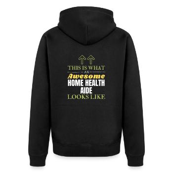 So sieht ein großartiger häuslicher Pflegehelfer aus - Unisex Premium Bio Zip Hoodie - Schwarz - Hinten - Nico (187cm)