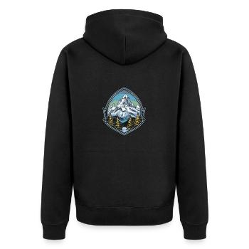 Mountains Mountains - Unisex Premium Organic Zip Hoodie - black - Back - Nico (187cm)