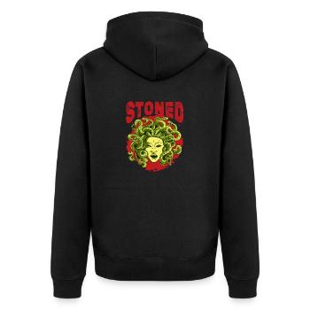 Stoned Goddess Griechische Mythologie - Unisex Premium Bio Zip Hoodie - Schwarz - Hinten - Nico (187cm)