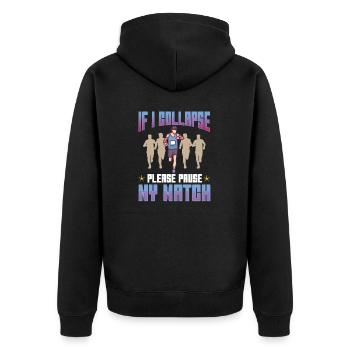 Marathon Collapse Pause My Watch Jogging - Unisex Premium Organic Zip Hoodie - black - Back - Nico (187cm)