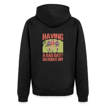 Marathon Go Run It Off Jogging Running - Unisex Premium Organic Zip Hoodie - black - Back - Nico (187cm)