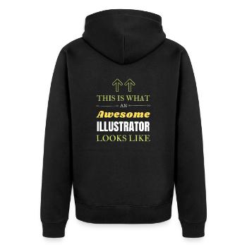 So sieht ein großartiger Illustrator aus - Unisex Premium Bio Zip Hoodie - Schwarz - Hinten - Nico (187cm)