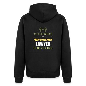 So sieht ein großartiger Anwalt aus - Unisex Premium Bio Zip Hoodie - Schwarz - Hinten - Nico (187cm)