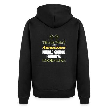 Das ist, was ein großartiger Mittelschuldirektor Lo - Unisex Premium Bio Zip Hoodie - Schwarz - Hinten - Nico (187cm)