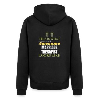 So sieht ein großartiger Ehetherapeut aus L - Unisex Premium Bio Zip Hoodie - Schwarz - Hinten - Nico (187cm)