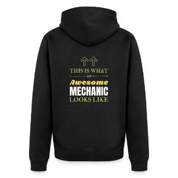 So sieht eine großartige Mechanik aus - Unisex Premium Bio Zip Hoodie - Schwarz - Hinten - Nico (187cm)