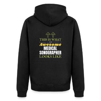 So sieht ein großartiger medizinischer Sonograph aus - Unisex Premium Bio Zip Hoodie - Schwarz - Hinten - Nico (187cm)