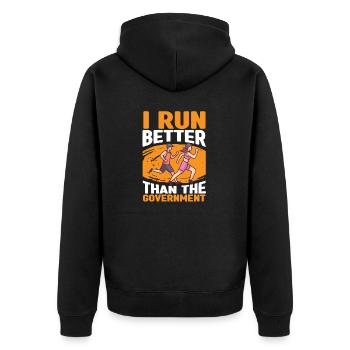 Marathon Jogging Better Than Government - Unisex Premium Organic Zip Hoodie - black - Back - Nico (187cm)