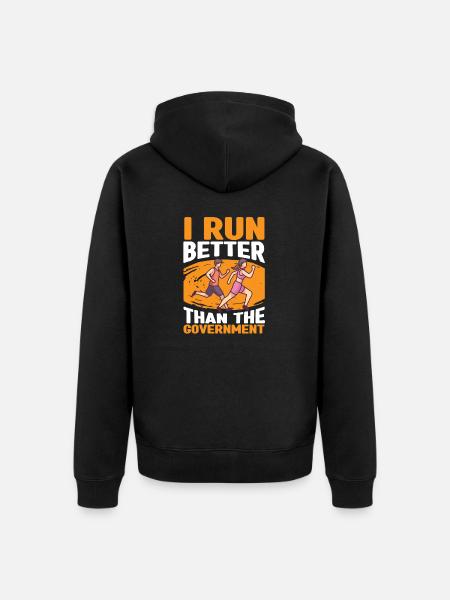 Marathon Jogging Better Than Government - Unisex Premium Organic Zip Hoodie - black