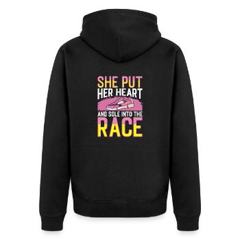 Jogging Heart And Sole Into Race Running - Unisex Premium Organic Zip Hoodie - black - Back - Nico (187cm)