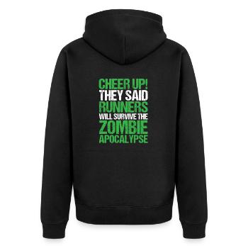 Survive Zombie Apocalypse Running - Unisex Premium Organic Zip Hoodie - black - Back - Nico (187cm)