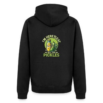 I'm Here To Eat All The Pickles Pickle Vegan Cucum - Unisex Premium Bio Zip Hoodie - Schwarz - Hinten - Nico (187cm)