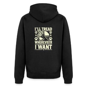 Ich trete hin, wohin ich will Katzenliebhaber Katzenkunst - Unisex Premium Bio Zip Hoodie - Schwarz - Hinten - Nico (187cm)