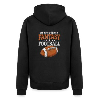 Funny Fantasy Football Husband Commissioner Draft - Unisex Premium Organic Zip Hoodie - black - Back - Nico (187cm)
