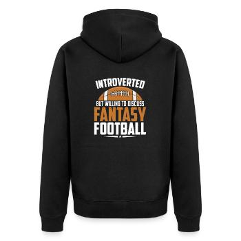 Introverted But Willing to Discuss Funny Fantasy - Unisex Premium Organic Zip Hoodie - black - Back - Nico (187cm)