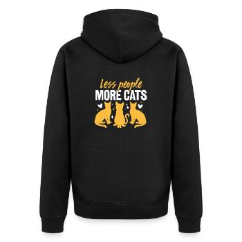 Weniger Menschen Mehr Katzen Tierheim Lustige Rettung - Unisex Premium Bio Zip Hoodie - Schwarz - Hinten - Nico (187cm)