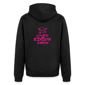 Limited Edition 1956 Geburtstag 1956 Geboren - Unisex Premium Bio Zip Hoodie - Schwarz - Hinten - Nico (187cm)