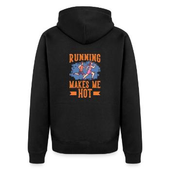 Jogging Running Makes Me Hot Running - Unisex Premium Organic Zip Hoodie - black - Back - Nico (187cm)