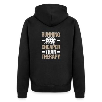 Cheaper Than Therapy Jogging Running - Unisex Premium Organic Zip Hoodie - black - Back - Nico (187cm)