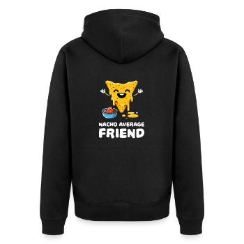 Nacho Average Friend Lustiger Nacho - Unisex Premium Bio Zip Hoodie - Schwarz - Hinten - Nico (187cm)