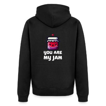 Niedliches "Du bist meine Marmelade"-Wortspiel - Unisex Premium Bio Zip Hoodie - Schwarz - Hinten - Nico (187cm)