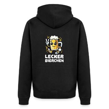 Lecker Bierchen Cartoon - Unisex Premium Bio Zip Hoodie - Schwarz - Hinten - Nico (187cm)