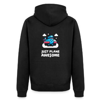 Just Plane Awesome Cute Airplane - Unisex Premium Organic Zip Hoodie - black - Back - Nico (187cm)