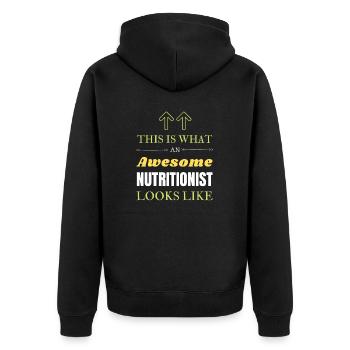 So sieht ein großartiger Ernährungsberater aus - Unisex Premium Bio Zip Hoodie - Schwarz - Hinten - Nico (187cm)