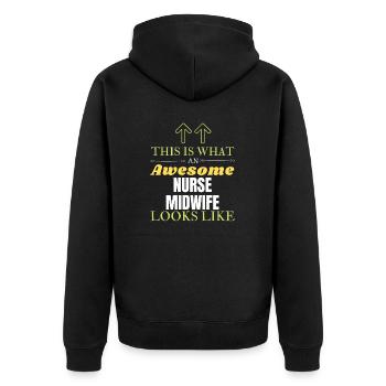 So sieht eine großartige Hebamme aus - Unisex Premium Bio Zip Hoodie - Schwarz - Hinten - Nico (187cm)