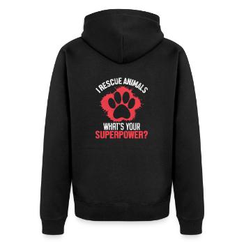 Lustige Save Animal Aktivistin Haustieradoption Pflegefamilie - Unisex Premium Bio Zip Hoodie - Schwarz - Hinten - Nico (187cm)