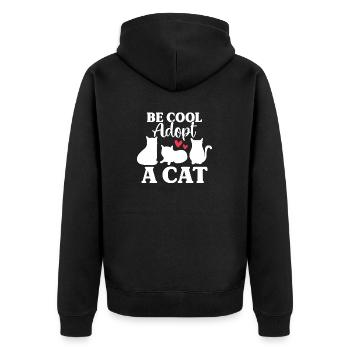 Sei cool Adoptiere eine Katze Lustige Adoption Rettung Katze - Unisex Premium Bio Zip Hoodie - Schwarz - Hinten - Nico (187cm)