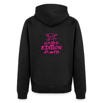 Limited Edition 2013 Geburtstag 2013 Geboren - Unisex Premium Bio Zip Hoodie - Schwarz - Hinten - Nico (187cm)