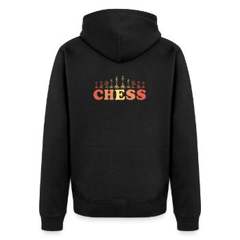 Brettspiel Schachmatt Schachbrett Schach - Unisex Premium Bio Zip Hoodie - Schwarz - Hinten - Nico (187cm)