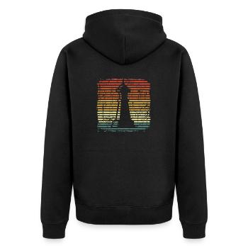Dame Schachmatt Sport Schachbrett Schach - Unisex Premium Bio Zip Hoodie - Schwarz - Hinten - Nico (187cm)