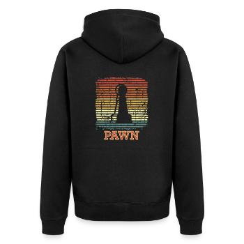 Bauer Schachmatt Sport Schachbrett Schach - Unisex Premium Bio Zip Hoodie - Schwarz - Hinten - Nico (187cm)