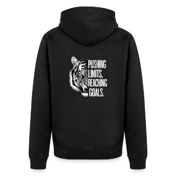 Pushing Limits Reaching Goals Motivational Tiger - Unisex Premium Organic Zip Hoodie - black - Back - Nico (187cm)