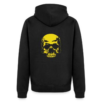Totenkopf Skull Schädel Gelb - Unisex Premium Bio Zip Hoodie - Schwarz - Hinten - Nico (187cm)