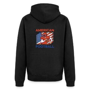 Fußballer Tackle American Football - Unisex Premium Bio Zip Hoodie - Schwarz - Hinten - Nico (187cm)