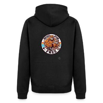 Bodybuilder-Bär Kleine Bären-Umarmungen Gratis - Unisex Premium Bio Zip Hoodie - Schwarz - Hinten - Nico (187cm)